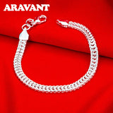 925 Silver Flat Bracelet Chain Women Jewelry