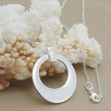 925 Silver Hollow Moon Pendant Necklace Chain Women Jewelry Gift