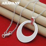 925 Silver Hollow Moon Pendant Necklace Chain Women Jewelry Gift
