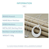 925 Silver Hollow Moon Pendant Necklace Chain Women Jewelry Gift