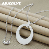925 Silver Hollow Moon Pendant Necklace Chain Women Jewelry Gift