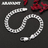 925 Silver Flat Sideways Bracelets Chains For Women