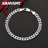 925 Silver Flat Sideways Bracelets Chains For Women