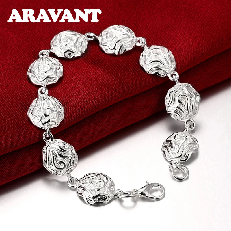 925 Silver Flower Bracelet Wedding Jewelry