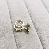 925 Silver Flower Earrings Natural Stone Stud Earrings Piercing Ear Jewelry