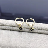 925 Silver Flower Earrings Natural Stone Stud Earrings Piercing Ear Jewelry