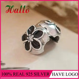925 Silver Flower Enamel Clip Charms for Bracelet DIY Winter Collection