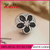 925 Silver Flower Enamel Clip Charms for Bracelet DIY Winter Collection