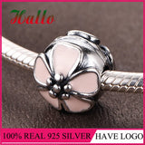 925 Silver Enamel Flower Beads for Bracelets, DIY Jewelry