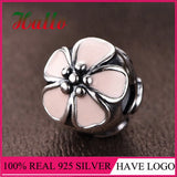 925 Silver Enamel Flower Beads for Bracelets, DIY Jewelry