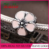 925 Silver Enamel Flower Beads for Bracelets, DIY Jewelry