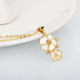 925 Silver Flower Necklace Epoxy Cherry Blossom Flower Shape Pendant Small Fresh