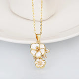 925 Silver Flower Necklace Epoxy Cherry Blossom Flower Shape Pendant Small Fresh