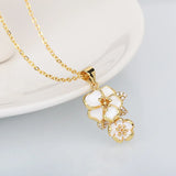 925 Silver Flower Necklace Epoxy Cherry Blossom Flower Shape Pendant Small Fresh