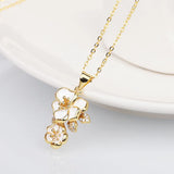 925 Silver Flower Necklace Epoxy Cherry Blossom Flower Shape Pendant Small Fresh