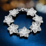 925 Silver Flowers Bracelets Chains for Women Wedding Jewelry