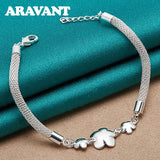 925 Silver Flowers Charm Bracelets Chain For Women Wedding Jewelry Accessories