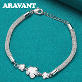 925 Silver Flowers Charm Bracelets Chain For Women Wedding Jewelry Accessories