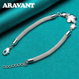 925 Silver Flowers Charm Bracelets Chain For Women Wedding Jewelry Accessories