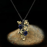 925 Silver Ruby Flower Pendant Necklace for Women