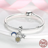 925 Silver Love to the Moon and Back Dangle Charm Pendant