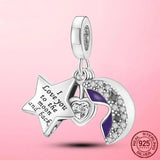 925 Silver Love to the Moon and Back Dangle Charm Pendant