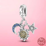 925 Silver Love to the Moon and Back Dangle Charm Pendant