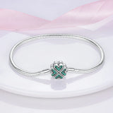 925 Silver Four Leaf Clover Clasp Snake Chain Bracelet for Charms Bead Diy