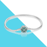 925 Silver Four Leaf Clover Clasp Snake Chain Bracelet for Charms Bead Diy