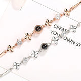 925 Silver Clover Projection Bracelet in 100 Languages
