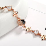 925 Silver Clover Projection Bracelet in 100 Languages