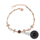 925 Silver Clover Projection Bracelet in 100 Languages