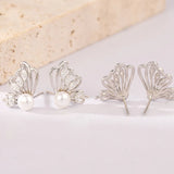 925 Silver Freshwater Pearl Earrings 5.5MM Butterfly Style Wedding Earrings