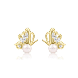 925 Silver Freshwater Pearl Earrings 5.5MM Butterfly Style Wedding Earrings