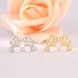 925 Silver Freshwater Pearl Earrings 5.5MM Butterfly Style Wedding Earrings