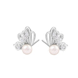 925 Silver Freshwater Pearl Earrings 5.5MM Butterfly Style Wedding Earrings