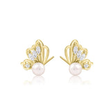 925 Silver Freshwater Pearl Earrings 5.5MM Butterfly Style Wedding Earrings