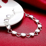925 Silver Full Heart Chain Bracelets for Women