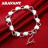 925 Silver Full Heart Chain Bracelets for Women