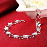925 Silver Full Heart Chain Bracelets for Women