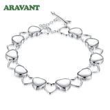 925 Silver Full Heart Chain Bracelets for Women