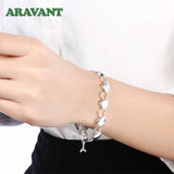 925 Silver Full Heart Chain Bracelets for Women