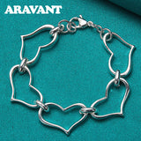925 Silver Full Heart Charm Bracelet Wedding Jewelry