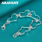 925 Silver Full Heart Charm Bracelet Wedding Jewelry