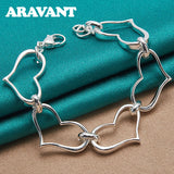 925 Silver Full Heart Charm Bracelet Wedding Jewelry