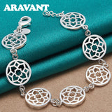 925 Silver Full Round Charm Bracelet Women Girls Jewelry