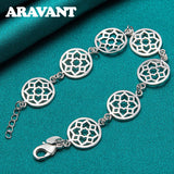 925 Silver Full Round Charm Bracelet Women Girls Jewelry