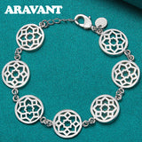 925 Silver Full Round Charm Bracelet Women Girls Jewelry