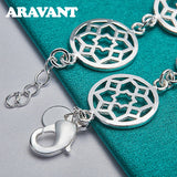 925 Silver Full Round Charm Bracelet Women Girls Jewelry