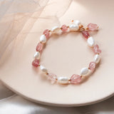925 Silver Strawberry Quartz Healing Bracelet